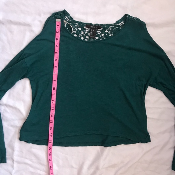 Forever 21 Dark Green Long Sleeve Crop Top - Picture 10 of 10